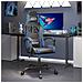 Sedia da Gaming Girevole con Poggiapiedi Nero e Blu Similpelle - Foto miniatura 6