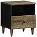 Comodino Grigio Chiaro 40x33x46 Cm In Legno Massello Di Mango - Foto miniatura 1