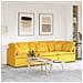 Divano Modulare con Cuscini in Tessuto a Coste Giallo Chiaro - Foto miniatura 2