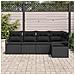 Set divani giardino  5 pezzi con cuscini neri in polyrattan, Divano giardino  2 posti con stoccaggio e cuscini neri in polyrattan - Foto miniatura 3