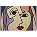 Stampa Dipinta Double Faces Large A Volto Femminile Cubista Su Fondo Blu 80x120 Cm - Foto miniatura 2