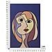 Stampa Dipinta Double Faces Large A Volto Femminile Cubista Su Fondo Blu 80x120 Cm - Foto miniatura 6