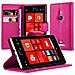 Custodia Compatibile Con Nokia Lumia 925 In Rosa Vivo - Coperchio Protettiva Con Chiusura Magnetica, Funzione Stand E Tasca Per Le Carte - Foto miniatura 1