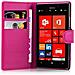 Custodia Compatibile Con Nokia Lumia 925 In Rosa Vivo - Coperchio Protettiva Con Chiusura Magnetica, Funzione Stand E Tasca Per Le Carte - Foto miniatura 2