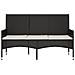 Panca Da Giardino A 3 Posti Con Cuscini In Polyrattan Nero - Foto miniatura 3