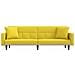 Divano Letto Con Cuscini Giallo Chiaro In Tessuto - Foto miniatura 6
