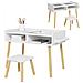 Set Tavolino Per Bambini Con Sgabello, Banchetto Con Piano Reversibile E Rotolo Di Carta, Bianco - Foto miniatura 1