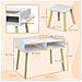 Set Tavolino Per Bambini Con Sgabello, Banchetto Con Piano Reversibile E Rotolo Di Carta, Bianco - Foto miniatura 5