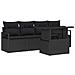 Set Divani Giardino  5 Pezzi con Cuscini Nero Polyrattan, Divano Giardino  2 Posti con Cuscini Nero Polyrattan - Foto miniatura 1