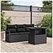 Set Divani Giardino  5 Pezzi con Cuscini Nero Polyrattan, Divano Giardino  2 Posti con Cuscini Nero Polyrattan - Foto miniatura 2