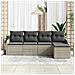 Set Divano da Giardino  da 5 Pezzi con Cuscini Grigio Chiaro in Rattan Polivalente, Divano da Giardino  a 2 Posti con Cuscini Grigio Chiaro in Rattan Polivalente - Foto miniatura 3