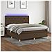 Letto a Molle Materasso e LED Marrone Scuro 160x200 cm Tessuto - Foto miniatura 2