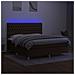 Letto a Molle Materasso e LED Marrone Scuro 160x200 cm Tessuto - Foto miniatura 4