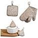Set Da Cucina Anti-scottatura 5 Pezzi: Guanti, Presine E Copri-manico In Cotone Brown - Foto miniatura 1