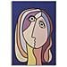Stampa Dipinta Double Faces Large B Volto Femminile Cubista Su Fondo Blu 80x120 Cm - Foto miniatura 1