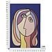 Stampa Dipinta Double Faces Large B Volto Femminile Cubista Su Fondo Blu 80x120 Cm - Foto miniatura 6