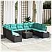 Set Divano da Giardino 10 pz Nero polyrattan - Foto miniatura 3