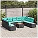 Set Divano da Giardino 10 pz Nero polyrattan - Foto miniatura 6