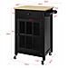 Credenza Cucina Legno Carrello Cucina Con Ruote In Stile Americano Antico Piano In Legno Massello Di Hevea Nero L63*p46*a88 Cm Fkw98-sch - Foto miniatura 2