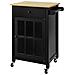 Credenza Cucina Legno Carrello Cucina Con Ruote In Stile Americano Antico Piano In Legno Massello Di Hevea Nero L63*p46*a88 Cm Fkw98-sch - Foto miniatura 1