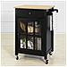 Credenza Cucina Legno Carrello Cucina Con Ruote In Stile Americano Antico Piano In Legno Massello Di Hevea Nero L63*p46*a88 Cm Fkw98-sch - Foto miniatura 8