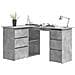 Scrivania Angolo Grigio Cemento 145x100x76 cm Legno Multistrato - Foto miniatura 3