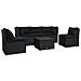 Set Divani da Giardino 4 pz con Cuscini in Polyrattan Nero - Foto miniatura 1