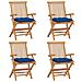 Sedie da Giardino con Cuscini Blu 4 pz Massello di Teak - Foto miniatura 1