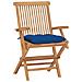 Sedie da Giardino con Cuscini Blu 4 pz Massello di Teak - Foto miniatura 8