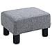 Pouf Poggiapiedi in Tessuto Effetto Lino Imbottito, 40x30x24cm, Grigio - Foto miniatura 1