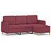 Divano A 3 Posti Con Poggiapiedi Rosso Vino 180 Cm In Tessuto - Foto miniatura 1