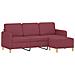 Divano A 3 Posti Con Poggiapiedi Rosso Vino 180 Cm In Tessuto - Foto miniatura 2