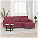 Divano A 3 Posti Con Poggiapiedi Rosso Vino 180 Cm In Tessuto - Foto miniatura 7
