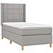 Letto a Molle Materasso e LED Grigio Chiaro 90x200 cm Tessuto - Foto miniatura 4