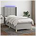 Letto a Molle Materasso e LED Grigio Chiaro 90x200 cm Tessuto - Foto miniatura 6