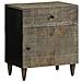 Comodino Grigio Chiaro 50x33x60 Cm In Legno Massello Di Mango - Foto miniatura 1