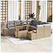 Set da Pranzo da Giardino di 9 Pezzi con Cuscini Beige in Rattan Polyrattan e Acacia - Foto miniatura 2
