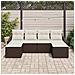 Set di Divani da Giardino a 6 Pezzi con Cuscini Marrone Polyrattan - Foto miniatura 3