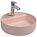 Lavabo Tondo Da Appoggio Senza Troppo Pieno In Ceramica Con Foro Rubinetto - Salmone Opaco - Foto miniatura 1