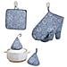 Set Da Cucina Anti-scottatura 5 Pezzi: Guanti, Presine E Copri-manico In Cotone Blue - Foto miniatura 1