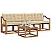 Set di divani da esterno con cuscino 5 pcs Naturale e Beige - Foto miniatura 3