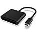 ICY BOX Lettore di schede SD con USB-C, USB 3.0, per SD, Micro SD o CF, Cavo Integrato, Alluminio, Nero - Foto miniatura 1