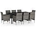 Set Da Pranzo Per Giardino 9 Pz Con Cuscini Grigio E Nero - Foto miniatura 2