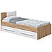 Letto Singolo Anaheim, Letto Singolo Contenitore Con Testiera, Struttura Letto A 2 Cassetti Per Camera Da Letto, 196x97h77 Cm, Rovere Nodi E Bianco - Foto miniatura 2