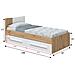 Letto Singolo Anaheim, Letto Singolo Contenitore Con Testiera, Struttura Letto A 2 Cassetti Per Camera Da Letto, 196x97h77 Cm, Rovere Nodi E Bianco - Foto miniatura 4
