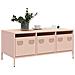Tavolino Rosa 101,5x50x43,5 Cm In Acciaio Laminato A Freddo - Foto miniatura 3