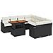 Set di Divani da Giardino  da 9 pezzi con cuscini in Rattan Polyrattan Nero, Divano da Giardino  per 2 Persone con Ripostiglio e Cuscini in Rattan Polyrattan Nero - Foto miniatura 1