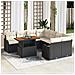 Set di Divani da Giardino  da 9 pezzi con cuscini in Rattan Polyrattan Nero, Divano da Giardino  per 2 Persone con Ripostiglio e Cuscini in Rattan Polyrattan Nero - Foto miniatura 2