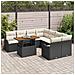 Set di Divani da Giardino  da 9 pezzi con cuscini in Rattan Polyrattan Nero, Divano da Giardino  per 2 Persone con Ripostiglio e Cuscini in Rattan Polyrattan Nero - Foto miniatura 3