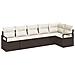 Set di Divani da Giardino a 6 Pezzi con Cuscini Marrone Polyrattan , Divano da Giardino a Due Posti con Cuscini Marrone Polyrattan - Foto miniatura 1